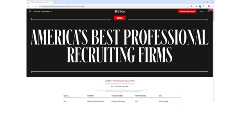 UNIFORCE named on the Forbes 2024 List of America’s Best Professional Recruiting Firms